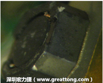 使用銀(Ag)鍍層的電源電感器(Power Inductors)，經(jīng)過推力測試后，零件端點上已經(jīng)看不到任何鍍層的痕跡了，所以其耐推力就比較小。