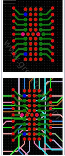 焊盤內(nèi)過孔用于內(nèi)部，而外部引腳在0.5mm柵格上扇出-深圳宏力捷