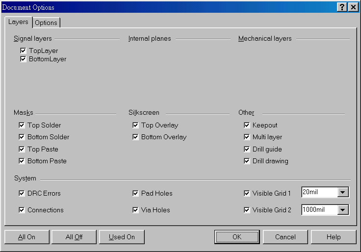 在主功能列，Design >> Option，打開Document Option設(shè)置環(huán)境