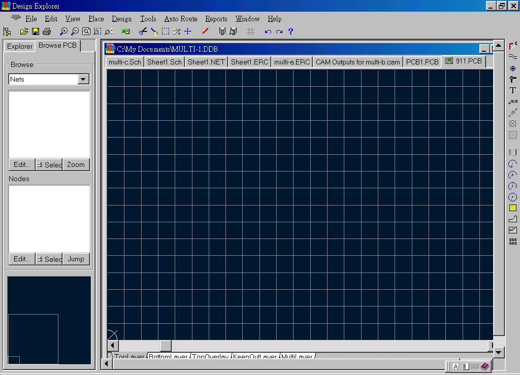 先預備一個PCB編輯環(huán)境，不必設置邊界。