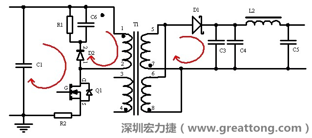 元件布局的時(shí)候，要優(yōu)先考慮高頻脈沖電流和大電流的環(huán)路面積，盡可能地減小,以抑制開(kāi)關(guān)電源的輻射干擾