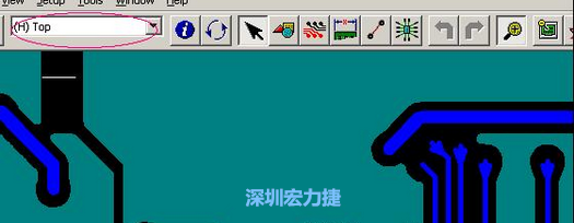 如果圖形像下圖一樣無法顯示鉆孔，只須圖（186）將紅色圈住的活動層改為當(dāng)前顯示層即可。