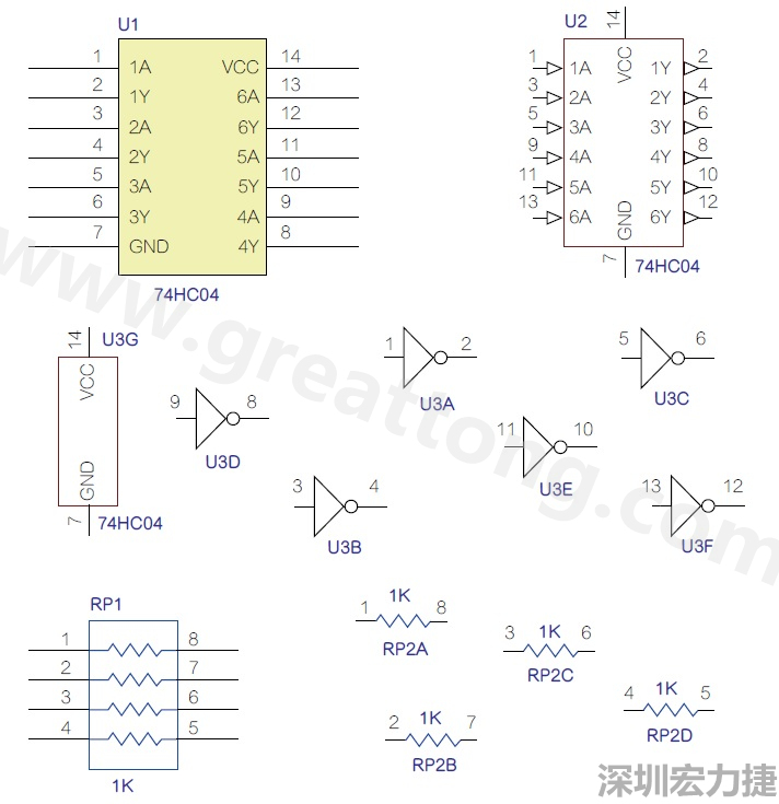 圖1 半導(dǎo)體元件供應(yīng)商所畫的電路圖符號是模擬元件的接腳圖，而非訊號流程。