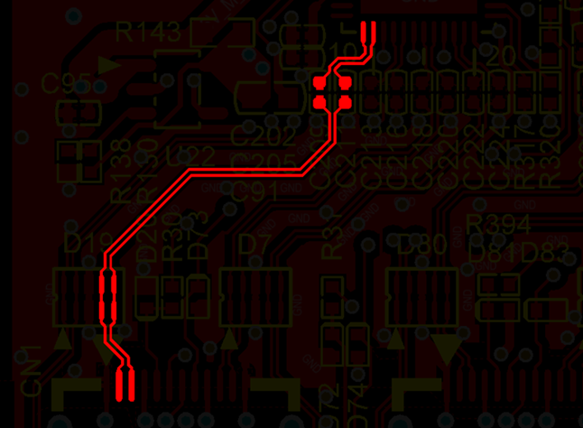 差分線盡量走等長線、等距，避免時序偏差及共模干擾