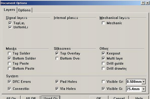 按“L”打開層設(shè)置窗口，打開各層圖形進(jìn)行初步檢查，看文件有無設(shè)計(jì)上的問題或有無特殊的、在處理文件時(shí)需特別留意之處